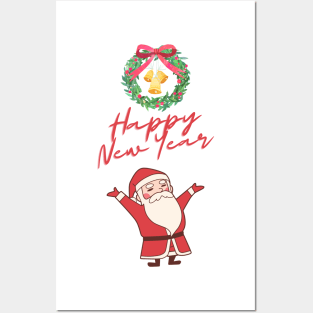 Merry Christmas With Santa Clous Happy New Year Posters and Art